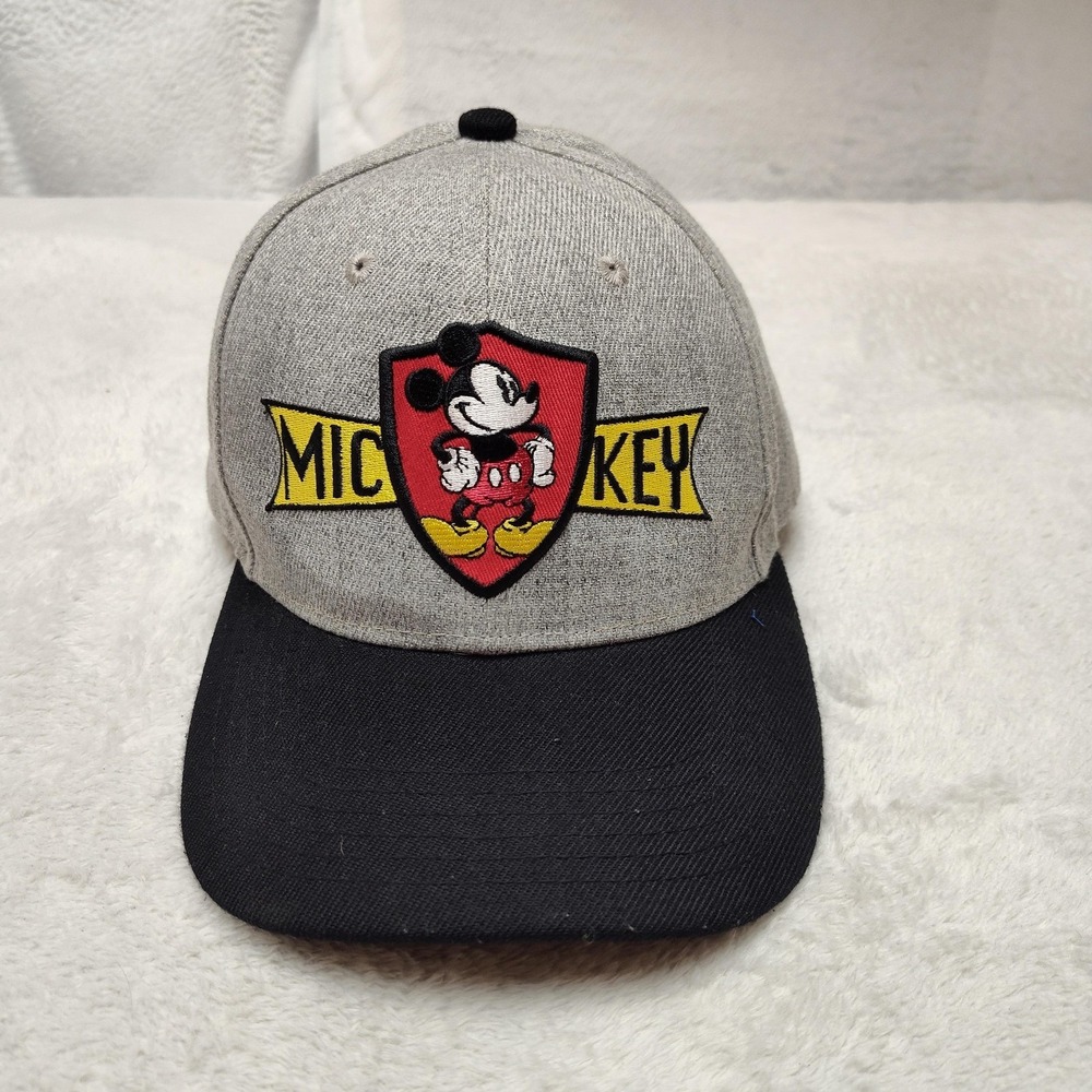 Vintage Disney Mickey Mouse Hat Cap Strap Back One Size Mens Gray Baseball